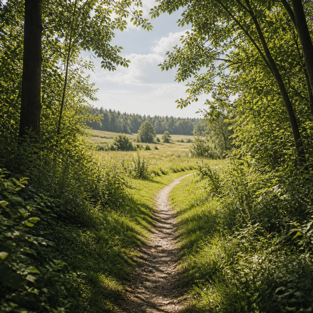 Naturalna ścieżka przez jasny las ku polanie